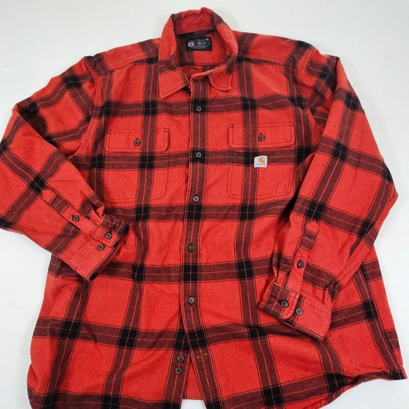 Carhartt Other - Carhartt Mens XL Loose Fit Flannel Shirt Red Black TW4451-M Cotton Workwear